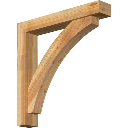 Ekena Millwork Thorton Block Rough Sawn Bracket w/ Offset Brace, Western Red Cedar, 6"W x 36"D x 36"H BKT0604X36X36THR05RWR